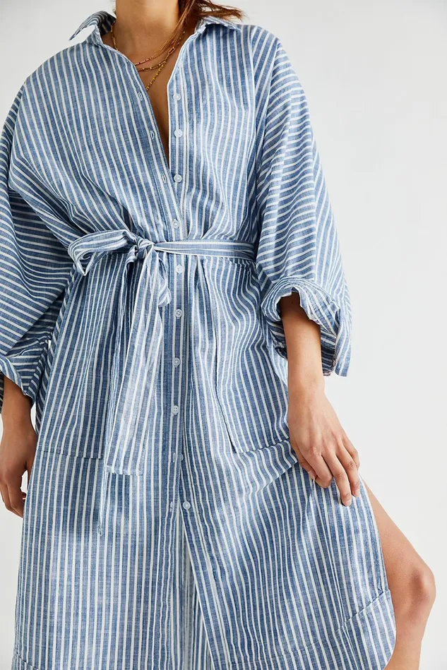 Women Midi Dresses Free People Jess Dress Blue Combo