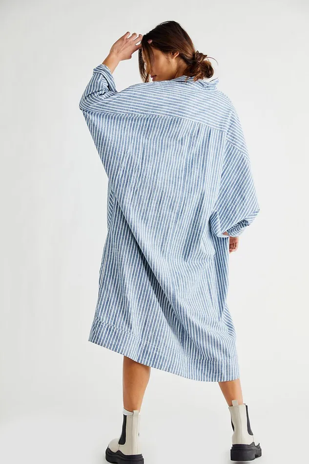 Women Midi Dresses Free People Jess Dress Blue Combo