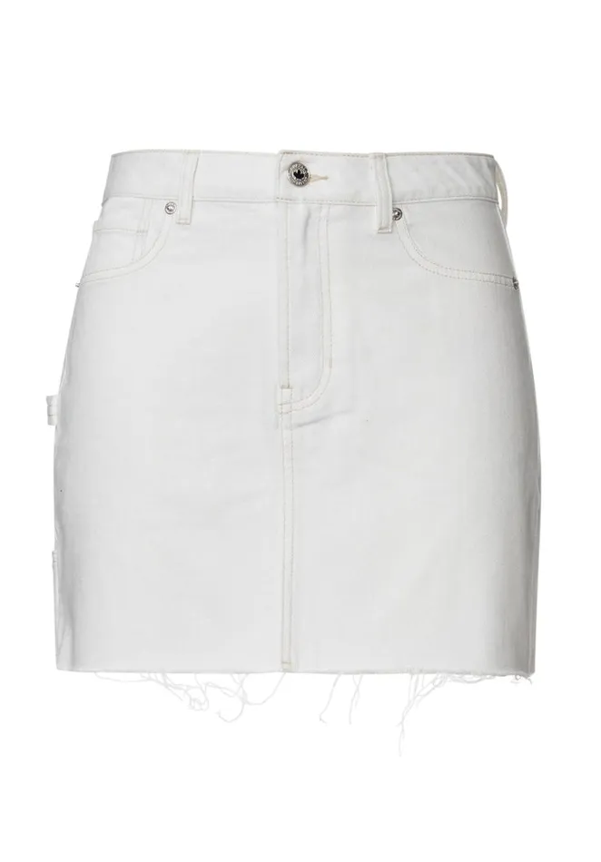 Women Midrise Suki Denim Skirt Pure White Buffalo David Bitton Dresses and Jumpsuits