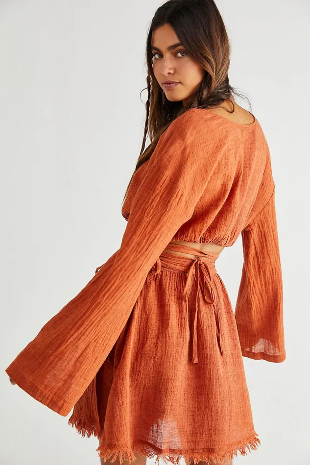 Women Mini Dresses Free People Here She Is Set Ambered Coral