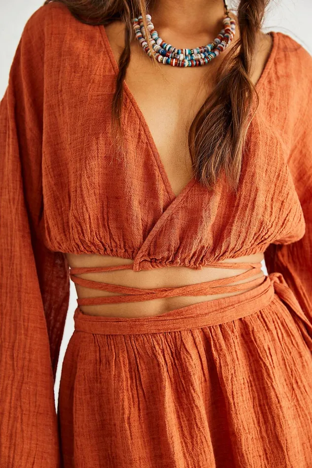 Women Mini Dresses Free People Here She Is Set Ambered Coral