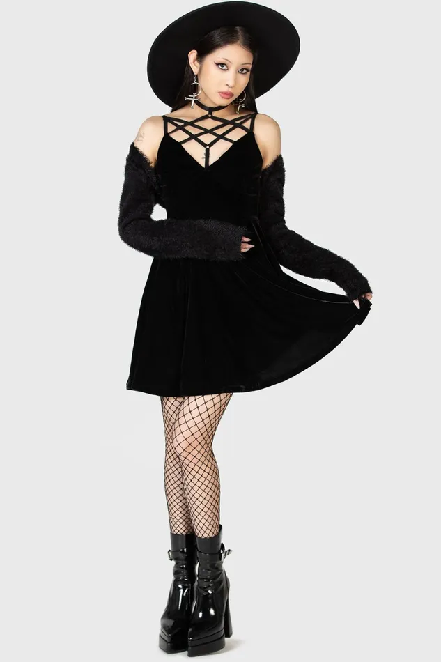 Women Mini Killstar Magica Skater Dress B