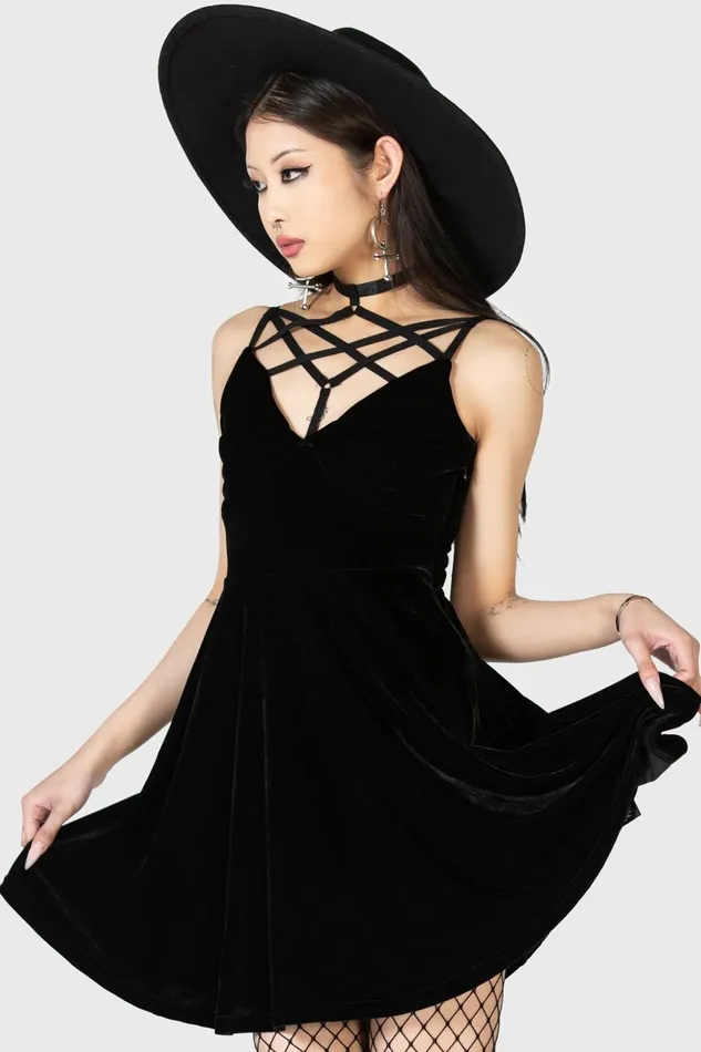 Women Mini Killstar Magica Skater Dress B