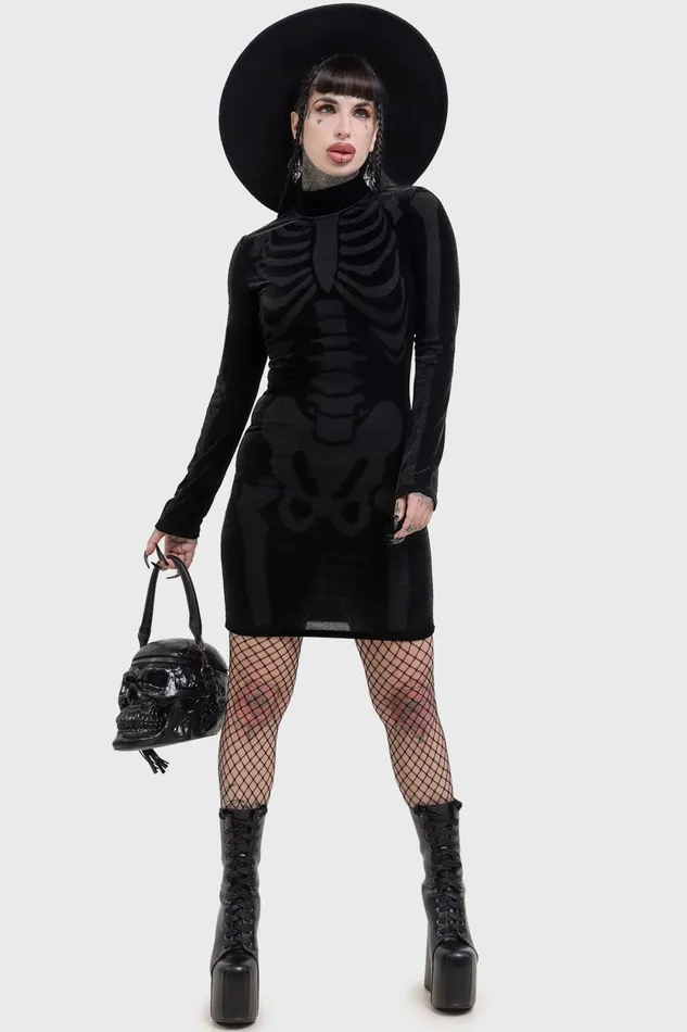 Women Mini Killstar Skelliecore Dress