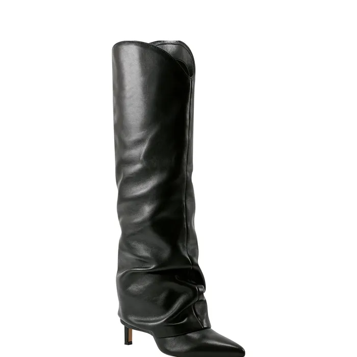Women Nairine Foldover Dress Boot Black Leather Marc Fisher Boots and Booties