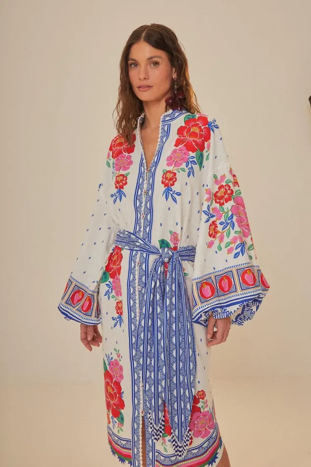 Women OffWhite Flowers Beach Midi Dress Flowers Beach Offwhite FARM Rio Midi Dresses