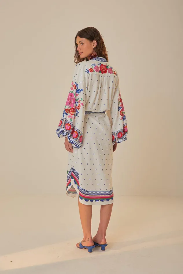 Women OffWhite Flowers Beach Midi Dress Flowers Beach Offwhite FARM Rio Midi Dresses