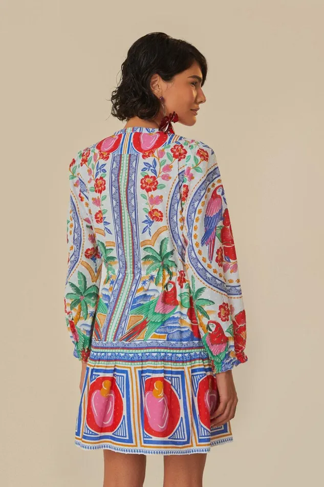 Women OffWhite Flowers Beach Mini Dress Flowers Beach Offwhite FARM Rio Mini Dresses
