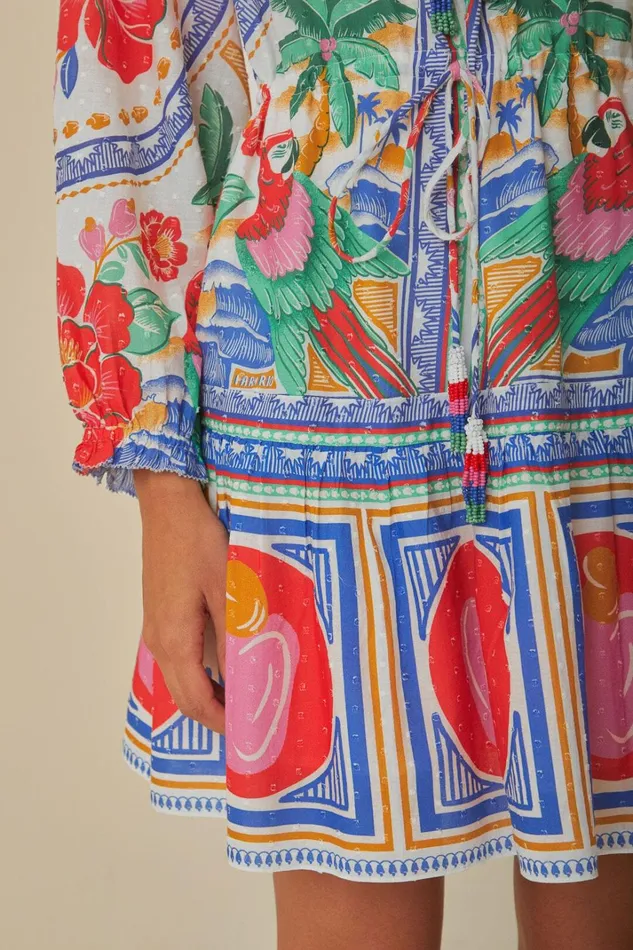Women OffWhite Flowers Beach Mini Dress Flowers Beach Offwhite FARM Rio Mini Dresses