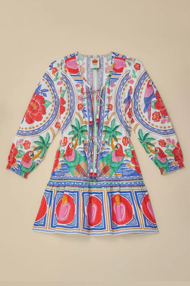Women OffWhite Flowers Beach Mini Dress Flowers Beach Offwhite FARM Rio Mini Dresses