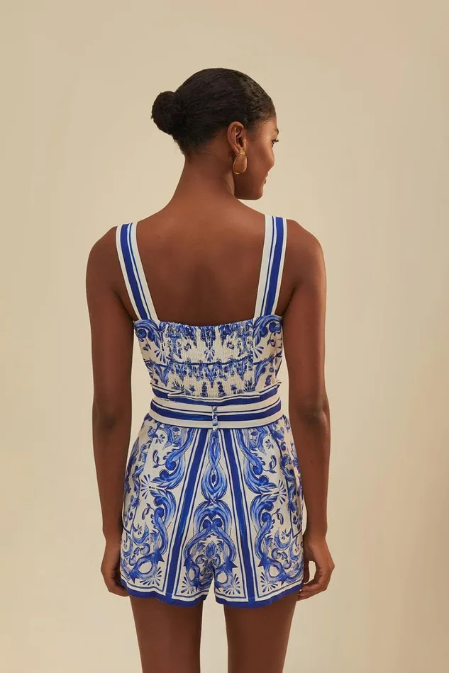 Women OffWhite Garden Tiles Romper Garden Tiles Offwhite FARM Rio Rompers
