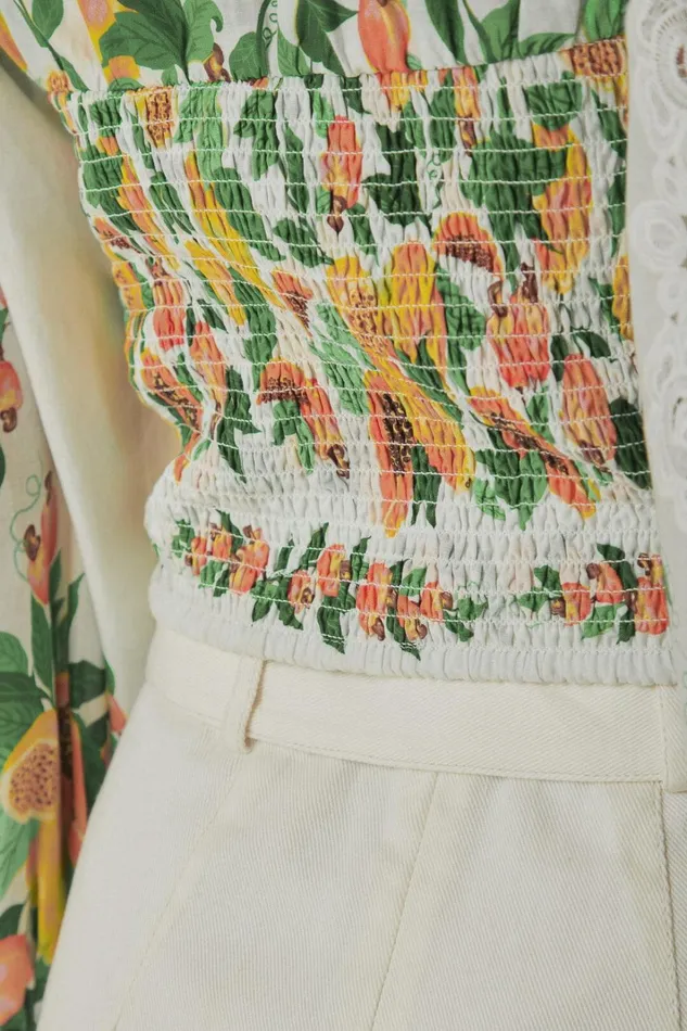 Women OffWhite Papaya Salad Blouse Papaya Salad Scarf Offwhite FARM Rio Blouses