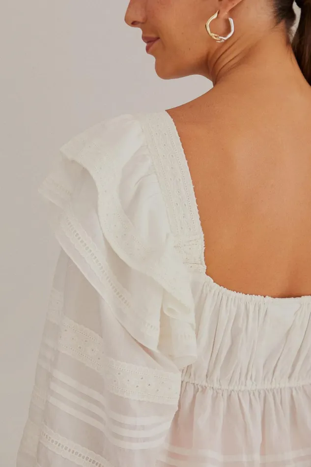 Women OffWhite Square Neckline Blouse Offwhite FARM Rio Blouses