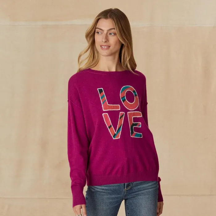 Women One Love Sweater Raspberry Sundance Catalog Sweaters