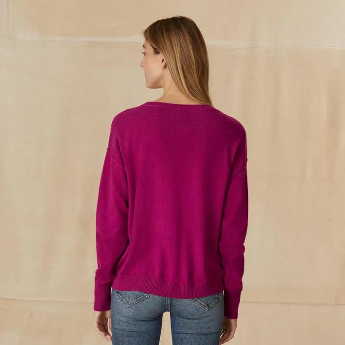 Women One Love Sweater Raspberry Sundance Catalog Sweaters
