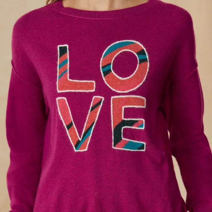 Women One Love Sweater Raspberry Sundance Catalog Sweaters