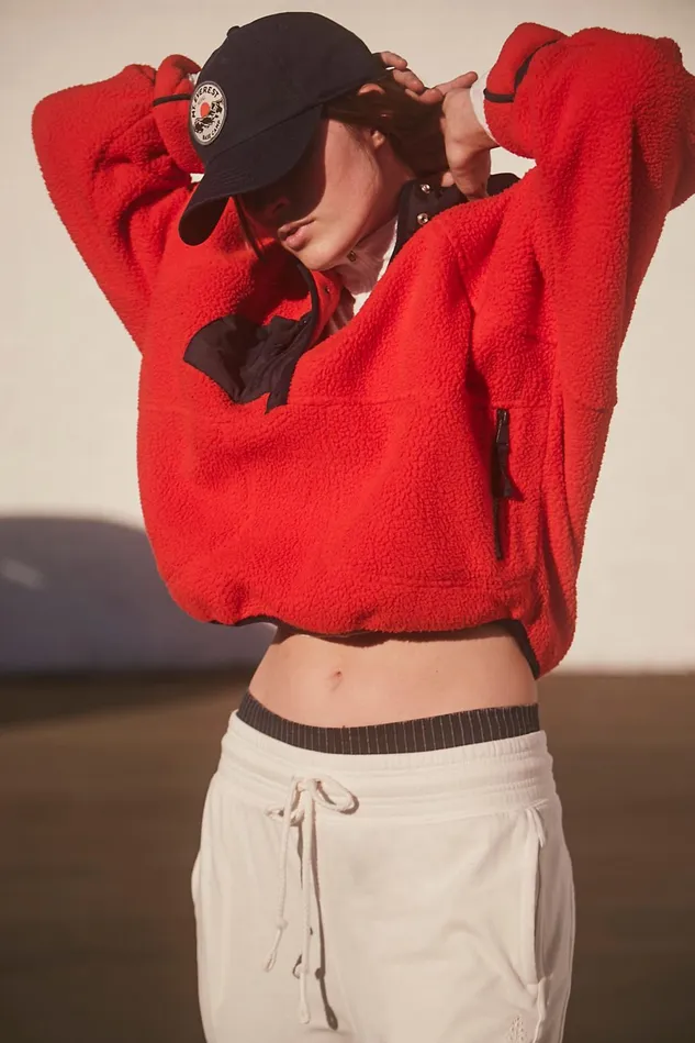 Women Outerwear Free People Hit The Slopes Colorblock Pullover Victory Red Combo