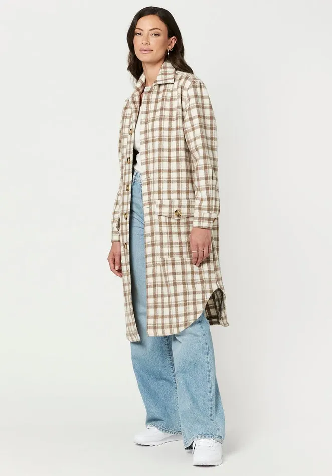 Women Oversize Marietta Smock Shacket Brw Windowpane Buffalo David Bitton Jackets