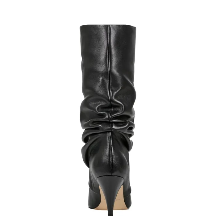 Women Paityn Scrunch Dress Boot Black Leather Marc Fisher Boots and Booties