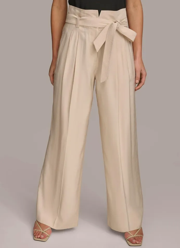 Women Pants Donna Karan HIGH WAISTED WIDE LEG PANT Cream