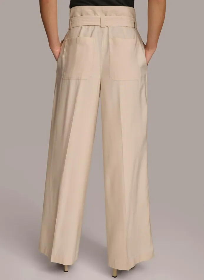 Women Pants Donna Karan HIGH WAISTED WIDE LEG PANT Cream