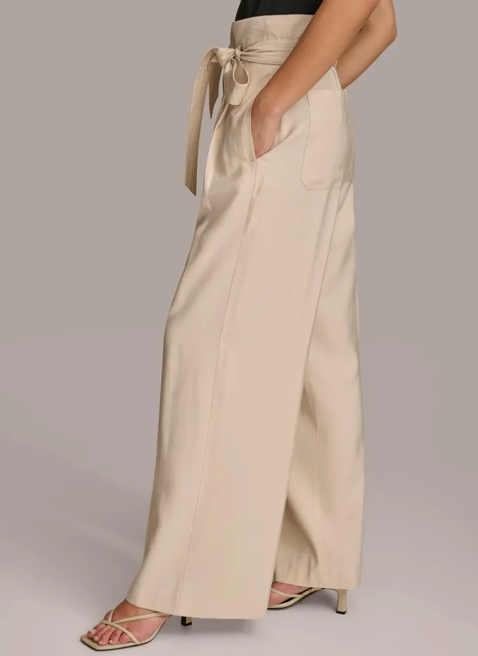 Women Pants Donna Karan HIGH WAISTED WIDE LEG PANT Cream