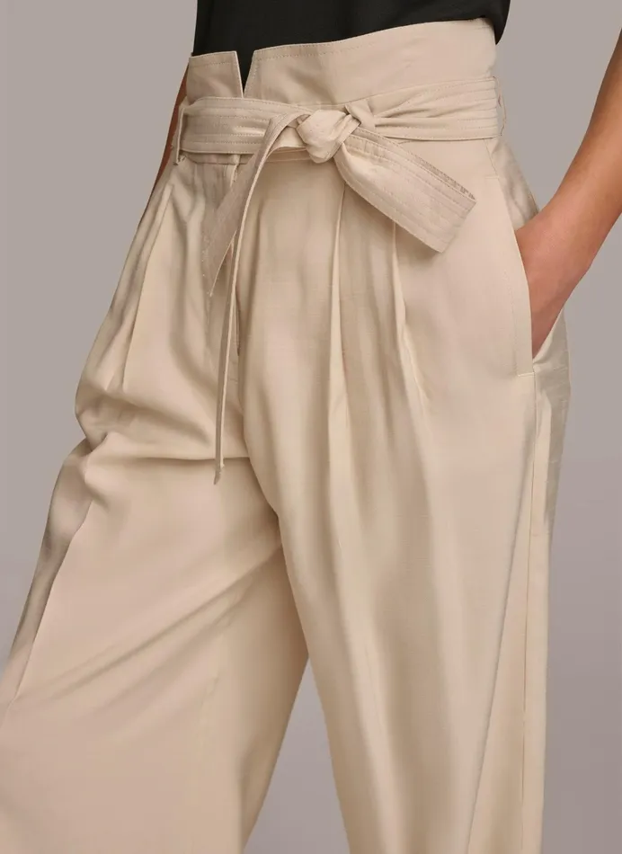 Women Pants Donna Karan HIGH WAISTED WIDE LEG PANT Cream