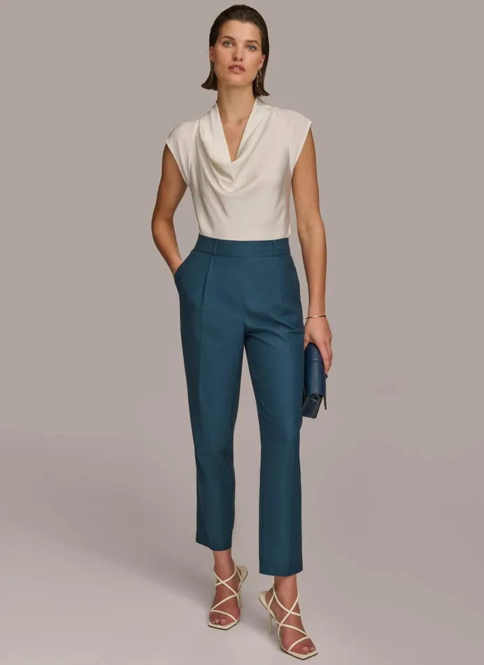 Women Pants Donna Karan PULL ON TROUSER WITH PLEATS Tide Navy