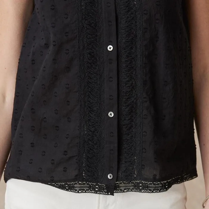 Women Paola Lace Shell Black Sundance Catalog Tops