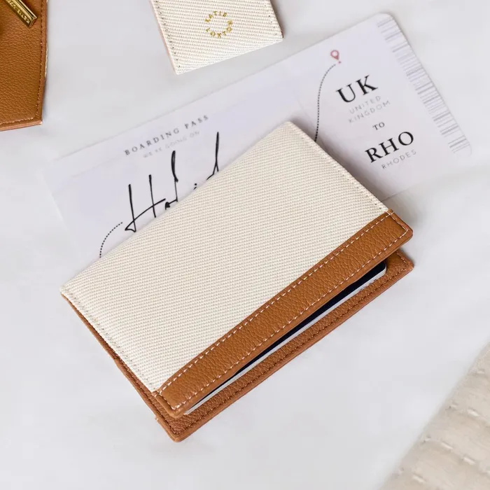 Women Passport Covers and Holders Katie Loxton Canvas Personalised Passport Cover In Cognac Women Passport Covers and Holders Katie Loxton Canvas Personalised Passport Cover In Cognac