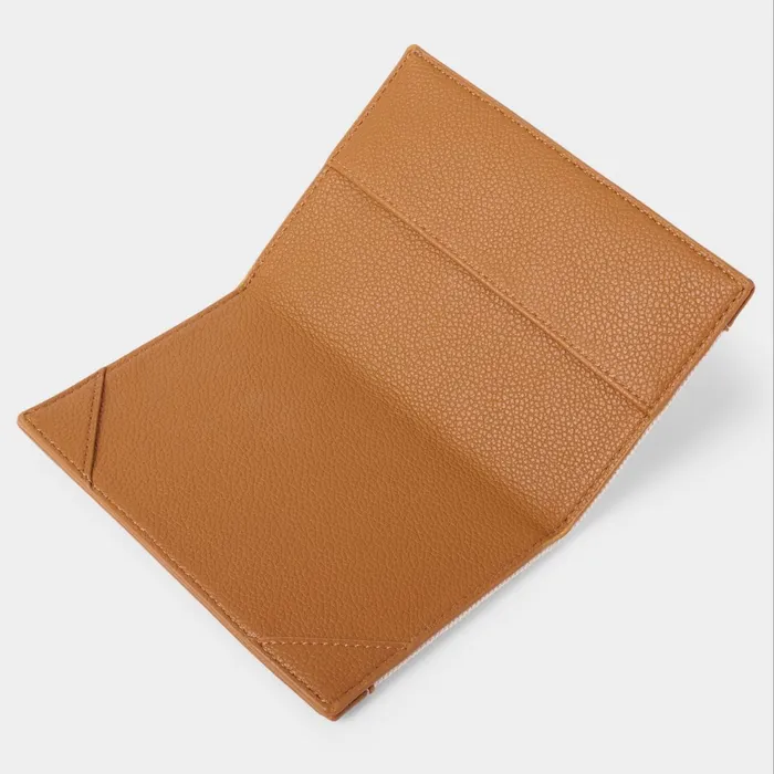Women Passport Covers and Holders Katie Loxton Canvas Personalised Passport Cover In Cognac