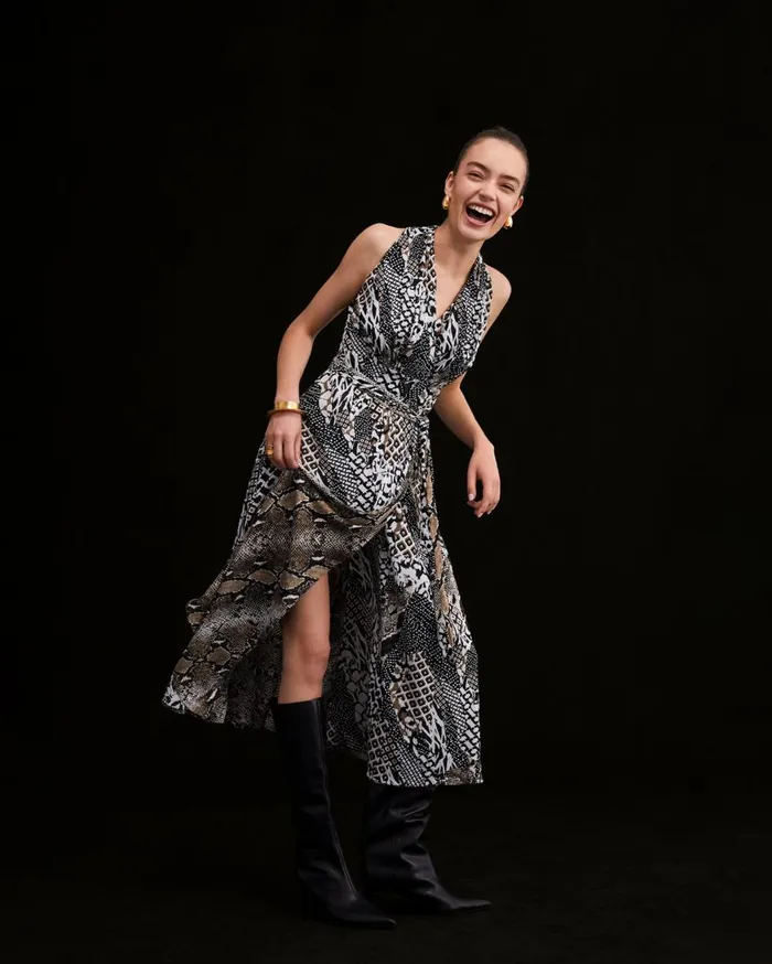 Women Pia Reversible Mesh Dress Six Sister Camo And Python Brown DVF Dresses