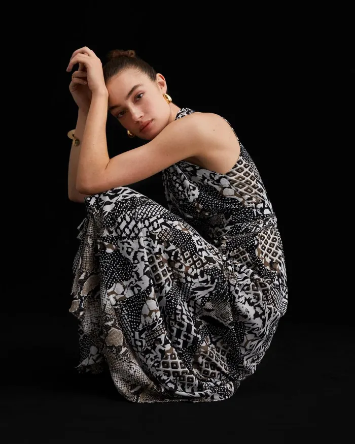 Women Pia Reversible Mesh Dress Six Sister Camo And Python Brown DVF Dresses