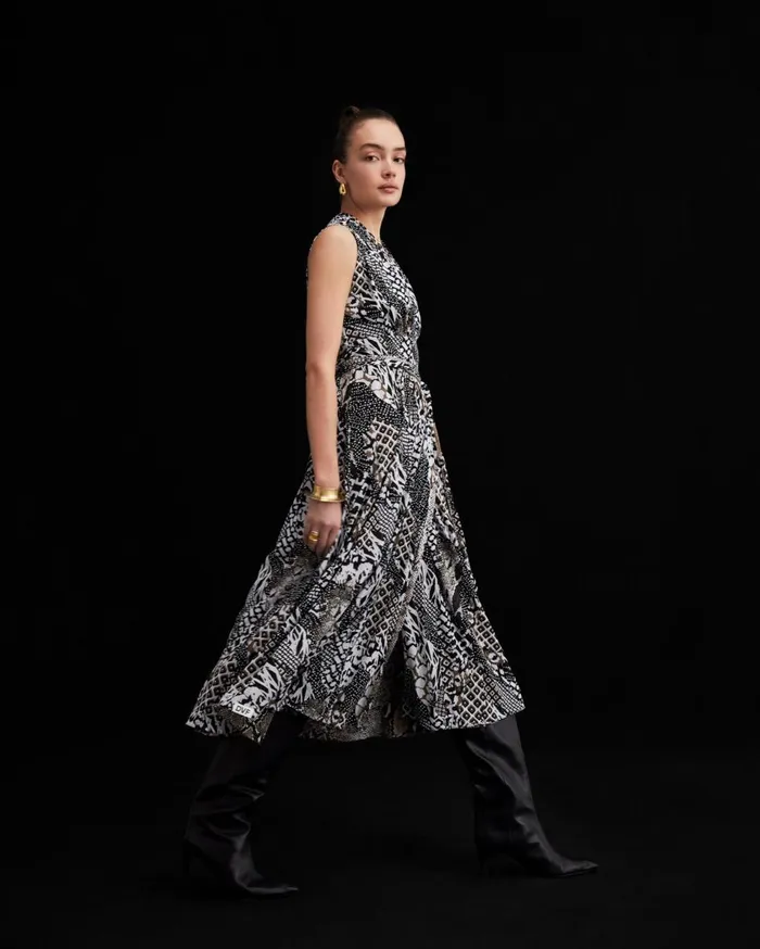 Women Pia Reversible Mesh Dress Six Sister Camo And Python Brown DVF Dresses