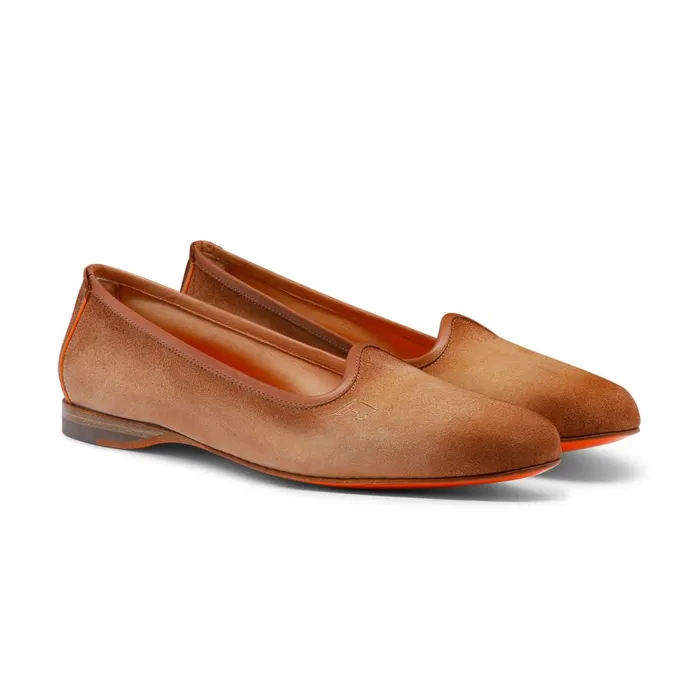 Women Pink Suede Loafer Santoni Loafers