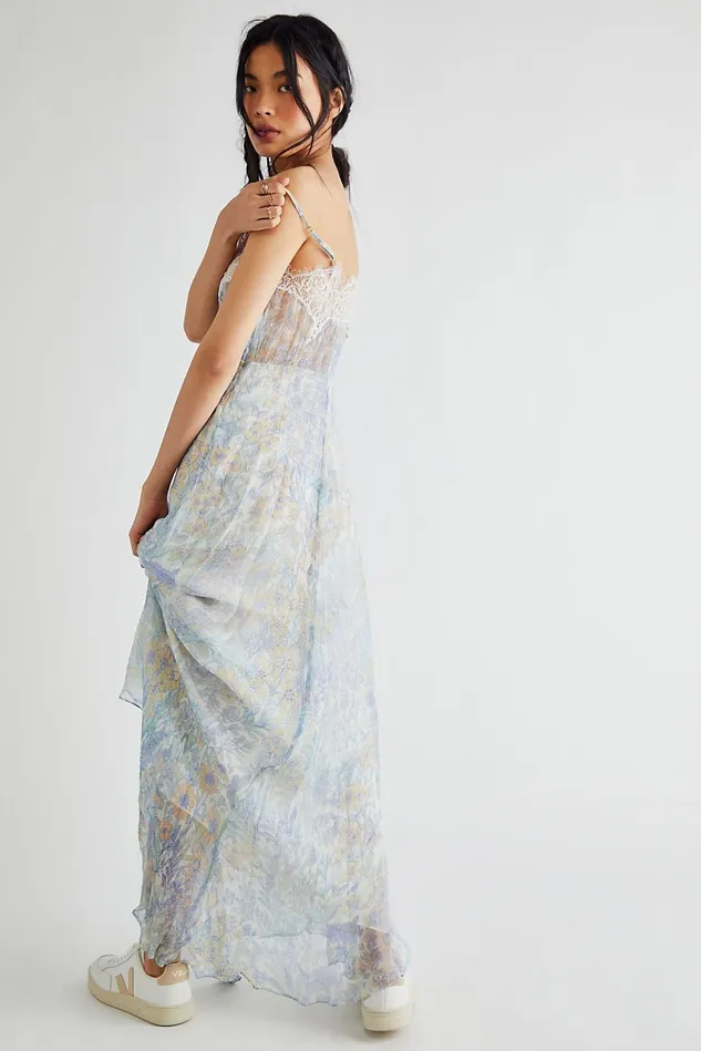 Women Printed Dresses Free People Elma Slip Dress East Coast Blue