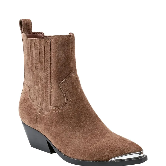Women Pryce Western Bootie Natural Suede Marc Fisher Booties
