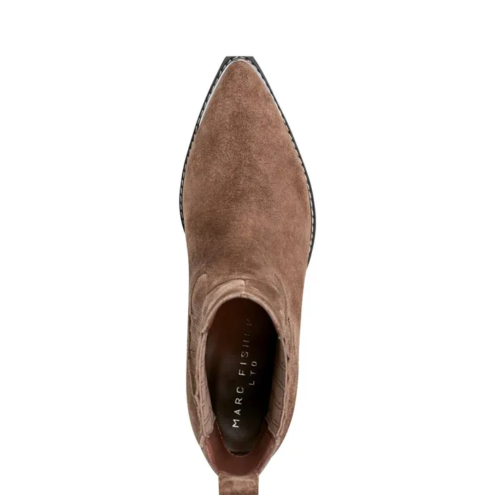 Women Pryce Western Bootie Natural Suede Marc Fisher Booties