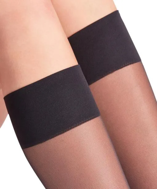 Women Pure Matt 20 DEN Women Kneehigh Socks Black FALKE Fullyfashioned Stockings