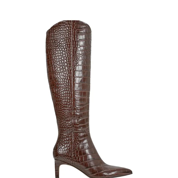 Women Quinnie Dress Boot Brown Croco Marc Fisher Boots