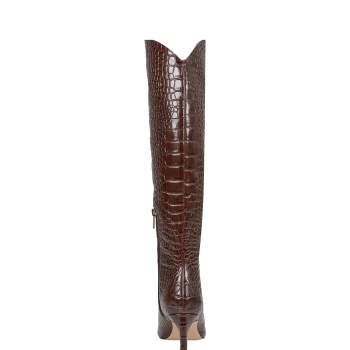 Women Quinnie Dress Boot Brown Croco Marc Fisher Boots