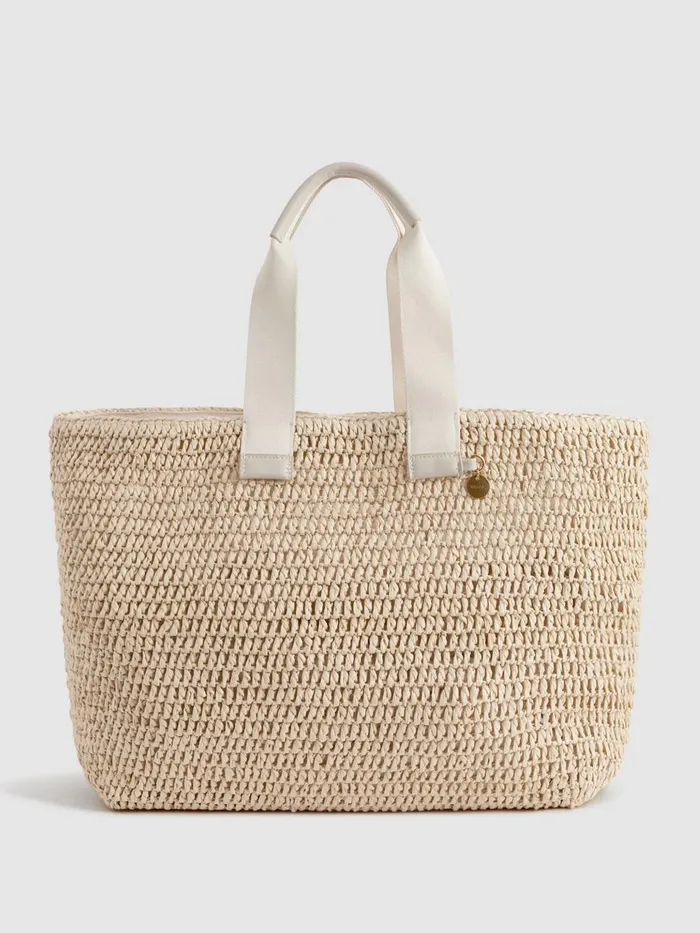 Women Reiss Bags Emeryson Woven Tote Bag Natural