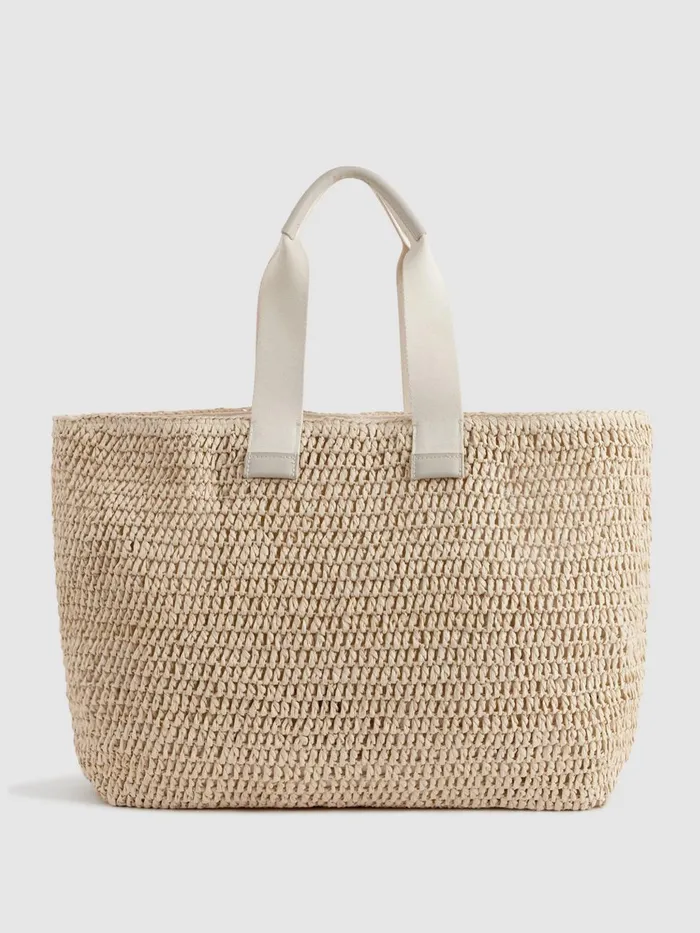 Women Reiss Bags Emeryson Woven Tote Bag Natural