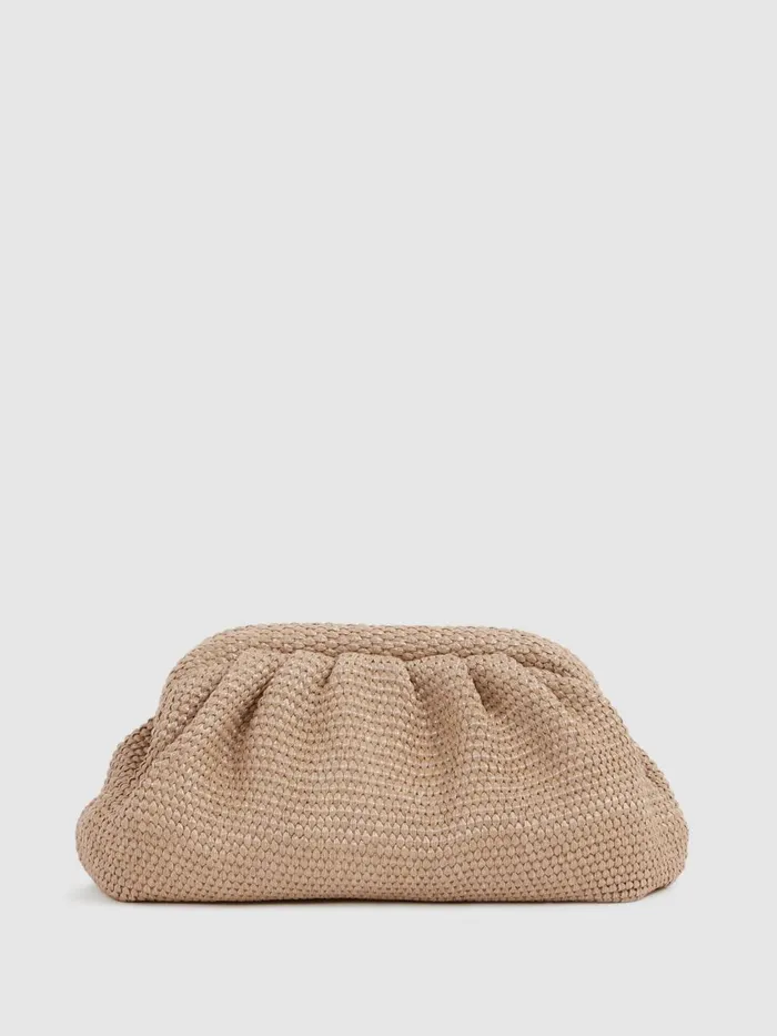 Women Reiss Bags Gia Raffia Clutch Bag Natural
