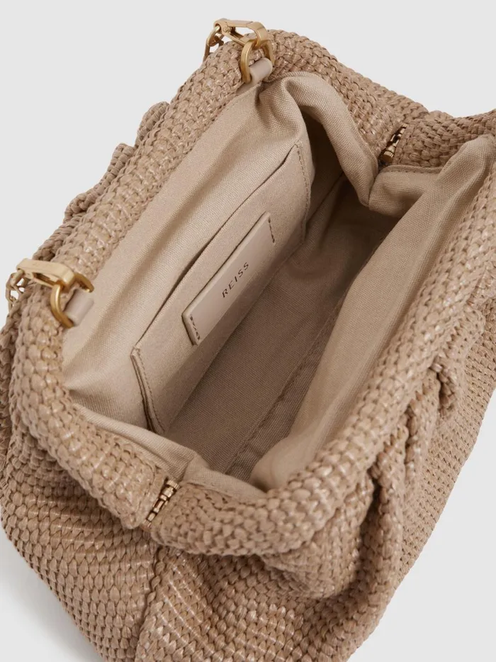 Women Reiss Bags Gia Raffia Clutch Bag Natural