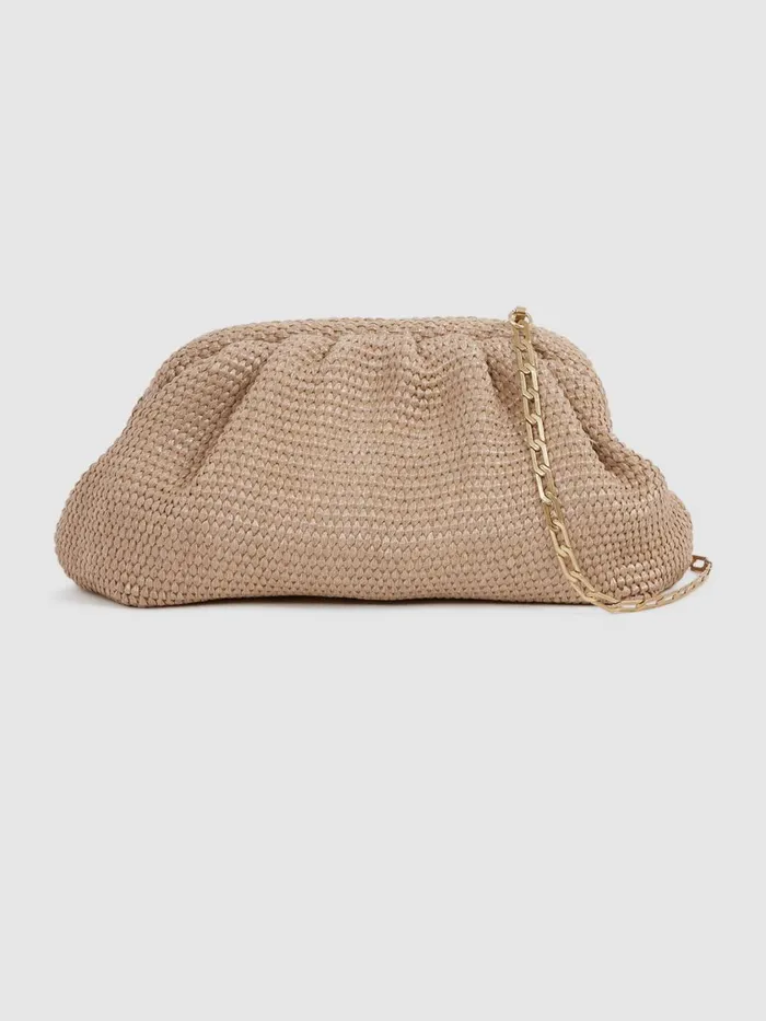 Women Reiss Bags Gia Raffia Clutch Bag Natural