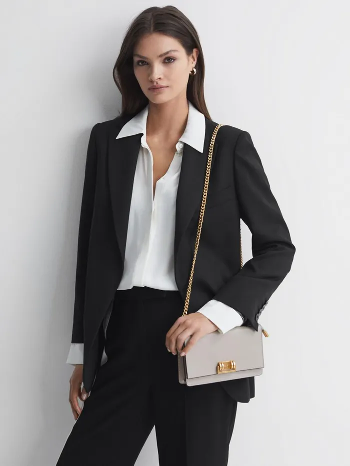 Women Reiss Bags Picton Leather Chain Crossbody Bag Grey
