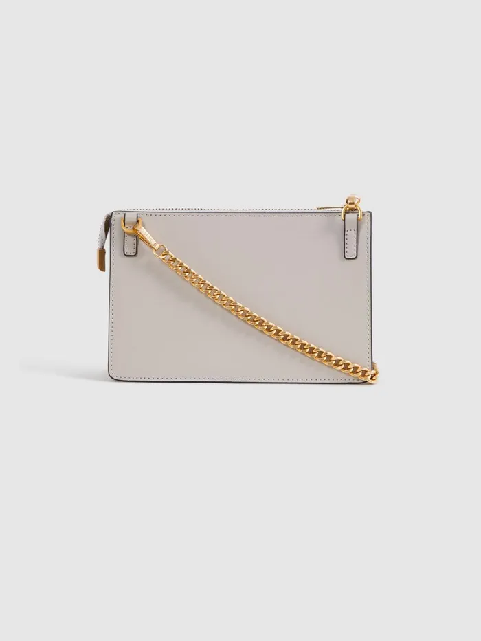 Women Reiss Bags Picton Leather Chain Crossbody Bag Grey