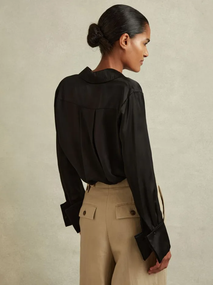 Women Reiss Blouses and Shirts Hailey Silk Shirt Black