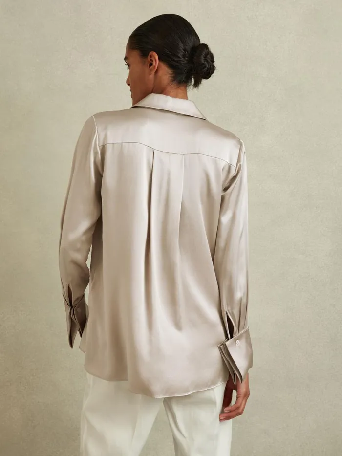 Women Reiss Blouses and Shirts Hailey Silk Shirt Champagne